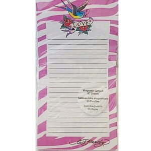 Ed Hardy Love, Bird & Roses Lined Magnetic Notepad List-Pad NEW